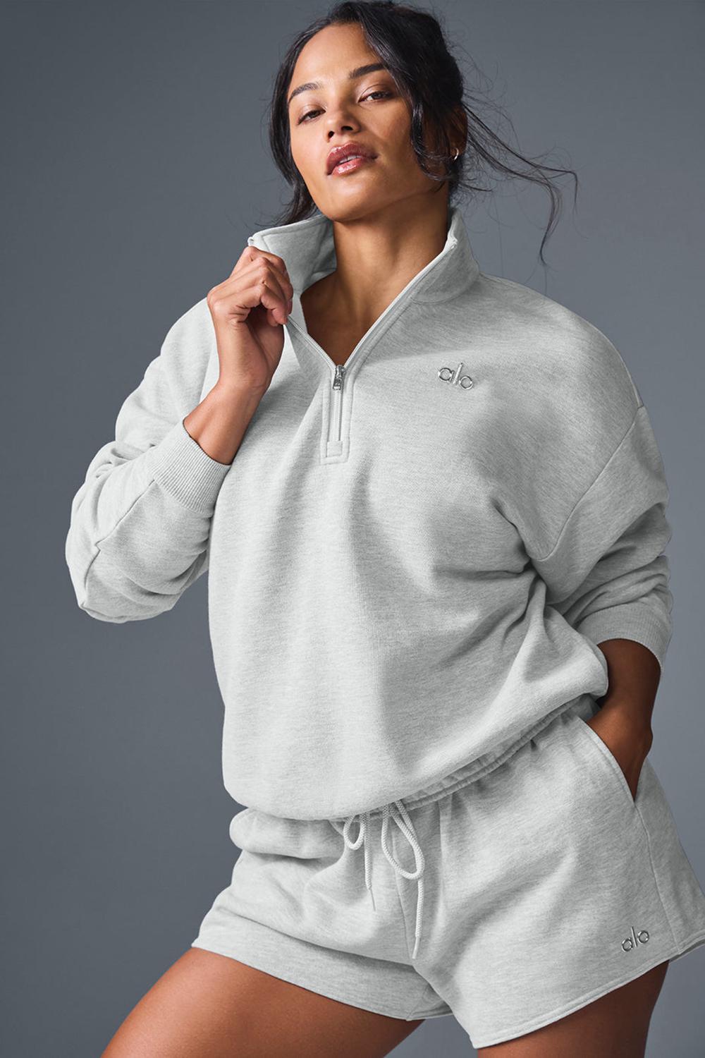 Φουτερ γυναικεια Alo Yoga Accolade 1/4 Zip γκρι | Greece  CRLBP-2315