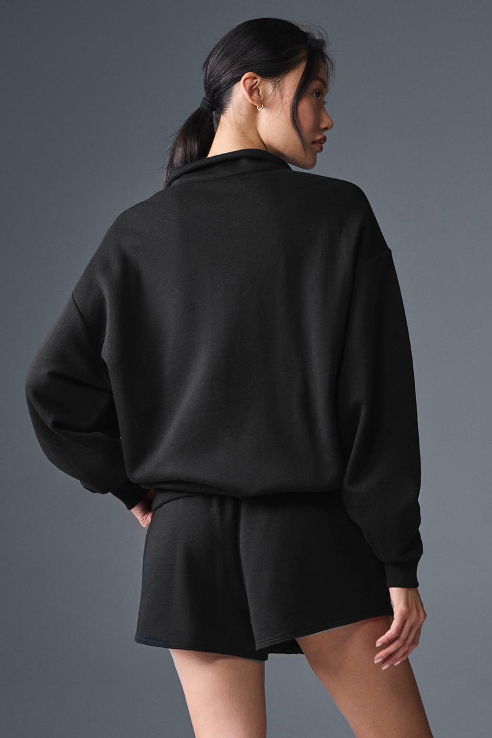 Φουτερ γυναικεια Alo Yoga Accolade 1/4 Zip μαυρα | Greece  XFEAD-1024