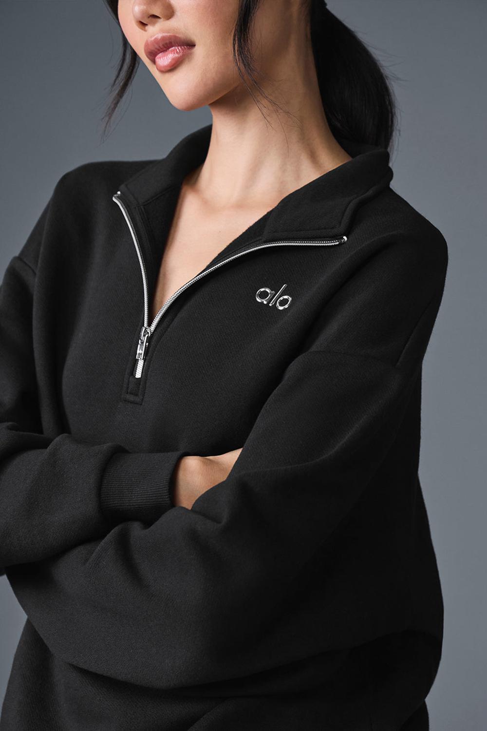Φουτερ γυναικεια Alo Yoga Accolade 1/4 Zip μαυρα | Greece  XFEAD-1024
