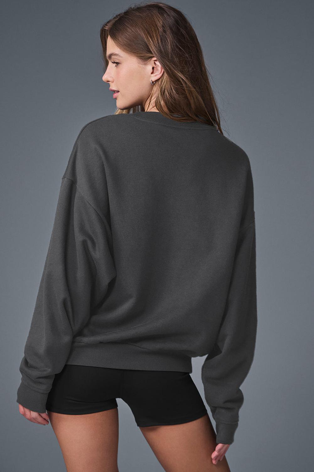 Φουτερ γυναικεια Alo Yoga Accolade Crew Neck Anthracite | Greece  CUPZX-9187
