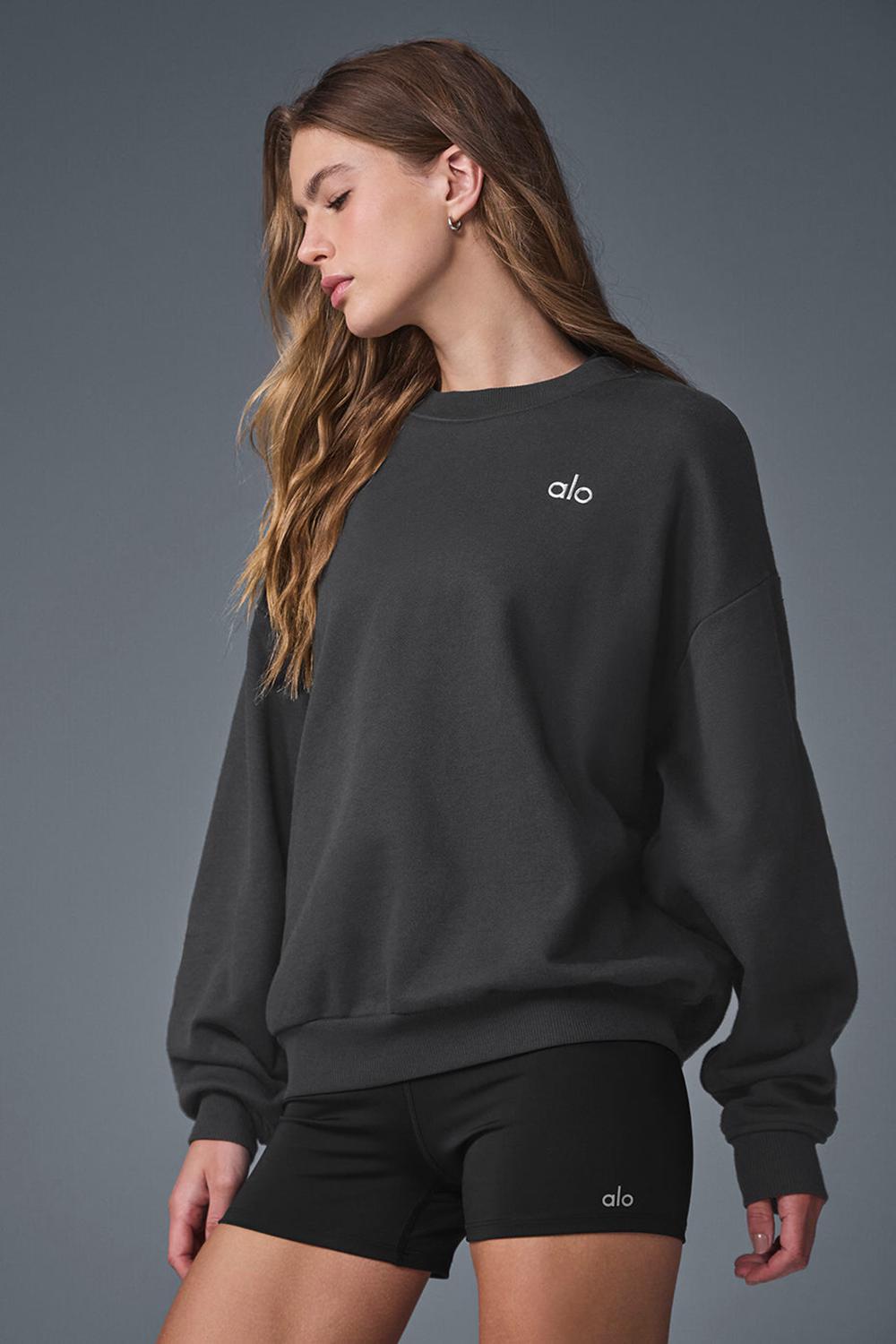 Φουτερ γυναικεια Alo Yoga Accolade Crew Neck Anthracite | Greece  CUPZX-9187