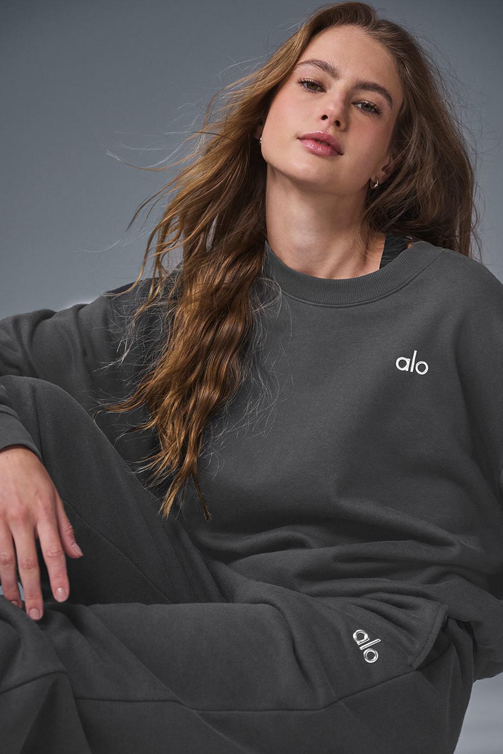 Φουτερ γυναικεια Alo Yoga Accolade Crew Neck Anthracite | Greece  CUPZX-9187