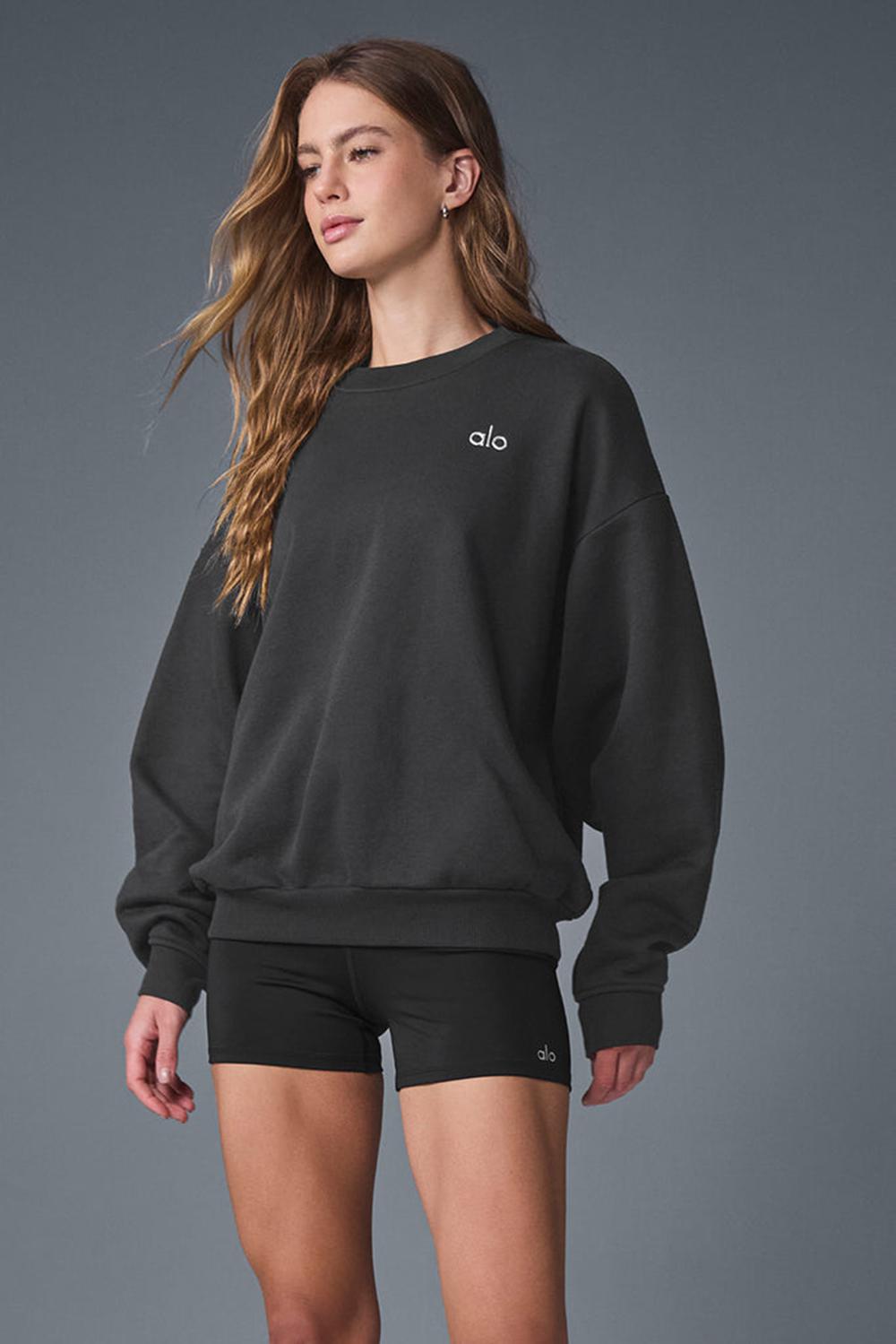 Φουτερ γυναικεια Alo Yoga Accolade Crew Neck Anthracite | Greece  CUPZX-9187