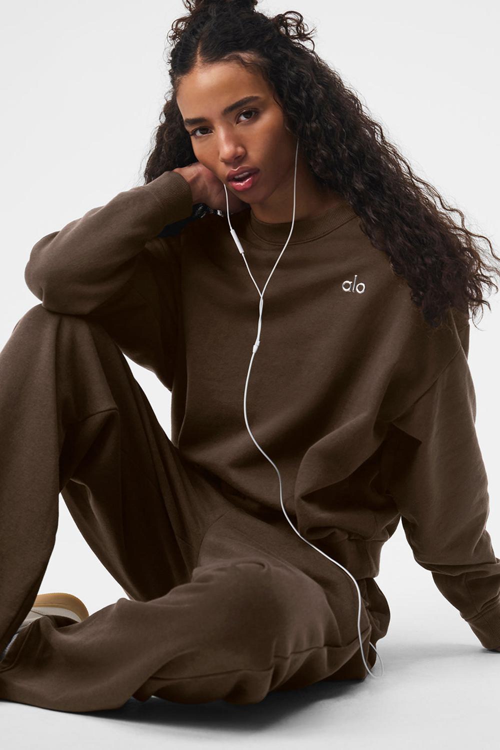 Φουτερ γυναικεια Alo Yoga Accolade Crew Neck Espresso | Greece  XTPQJ-4928