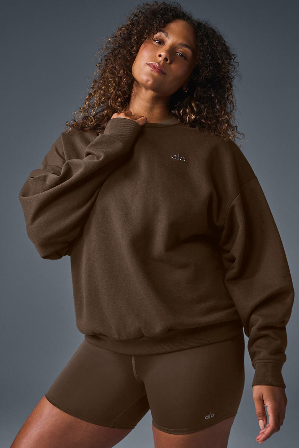 Φουτερ γυναικεια Alo Yoga Accolade Crew Neck Espresso | Greece  XTPQJ-4928