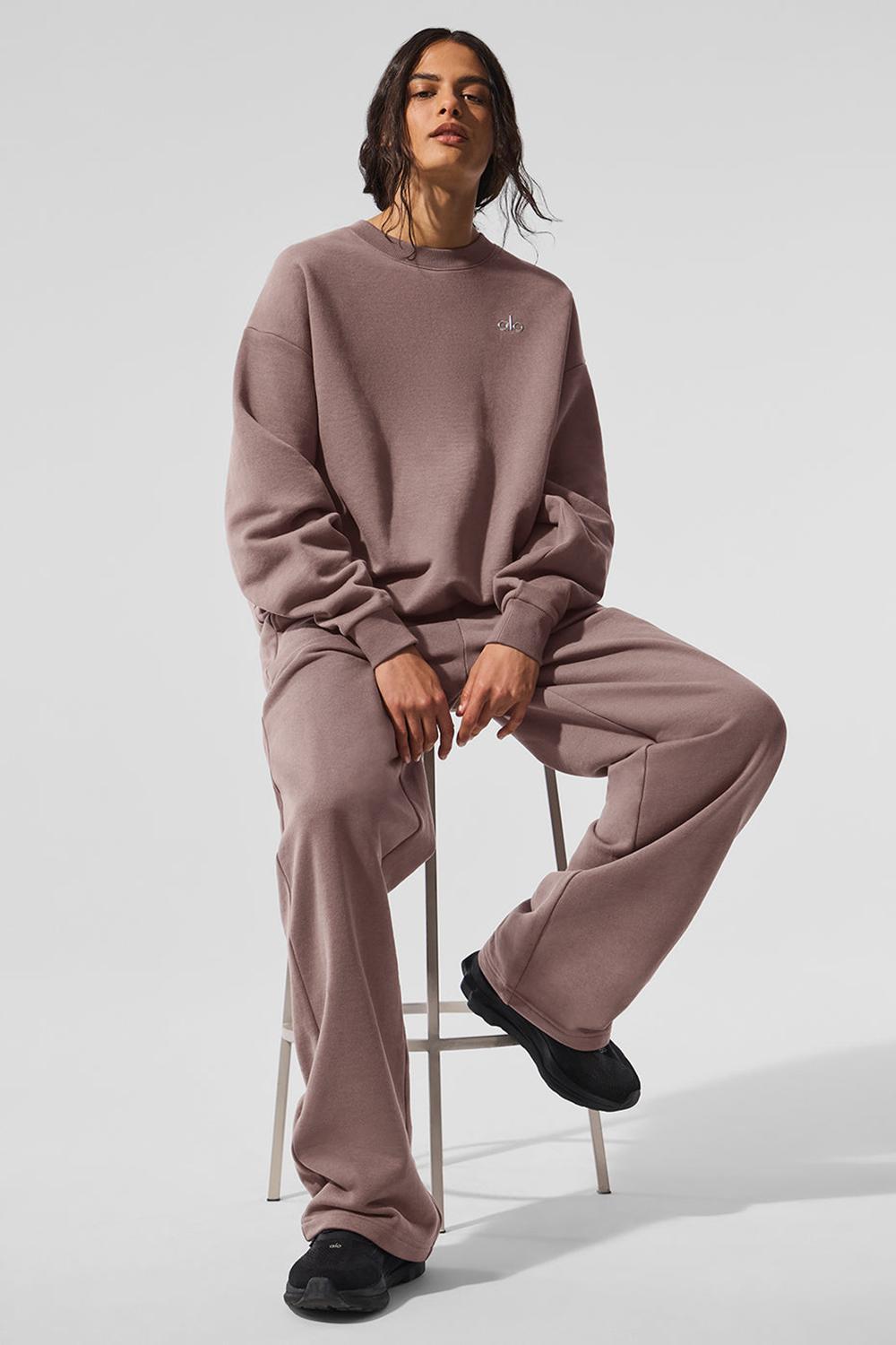 Φουτερ γυναικεια Alo Yoga Accolade Crew Neck Mushroom | Greece  YCFDT-3908