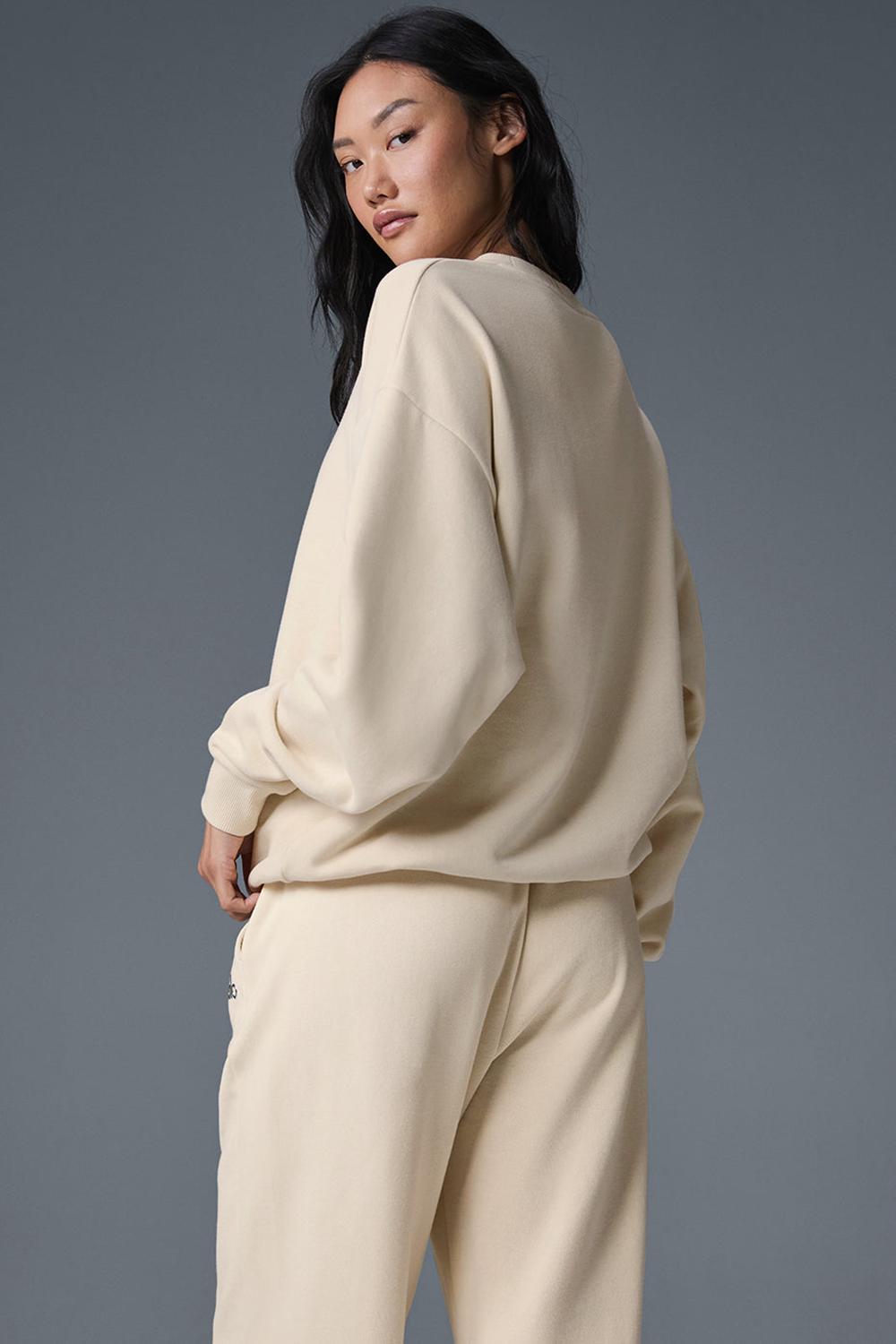 Φουτερ γυναικεια Alo Yoga Accolade Crew Neck Oat Milk | Greece  ODQJL-2913