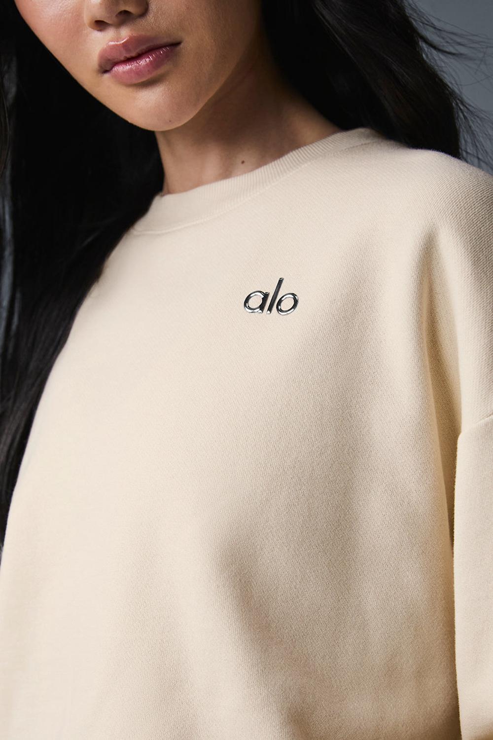 Φουτερ γυναικεια Alo Yoga Accolade Crew Neck Oat Milk | Greece  ODQJL-2913