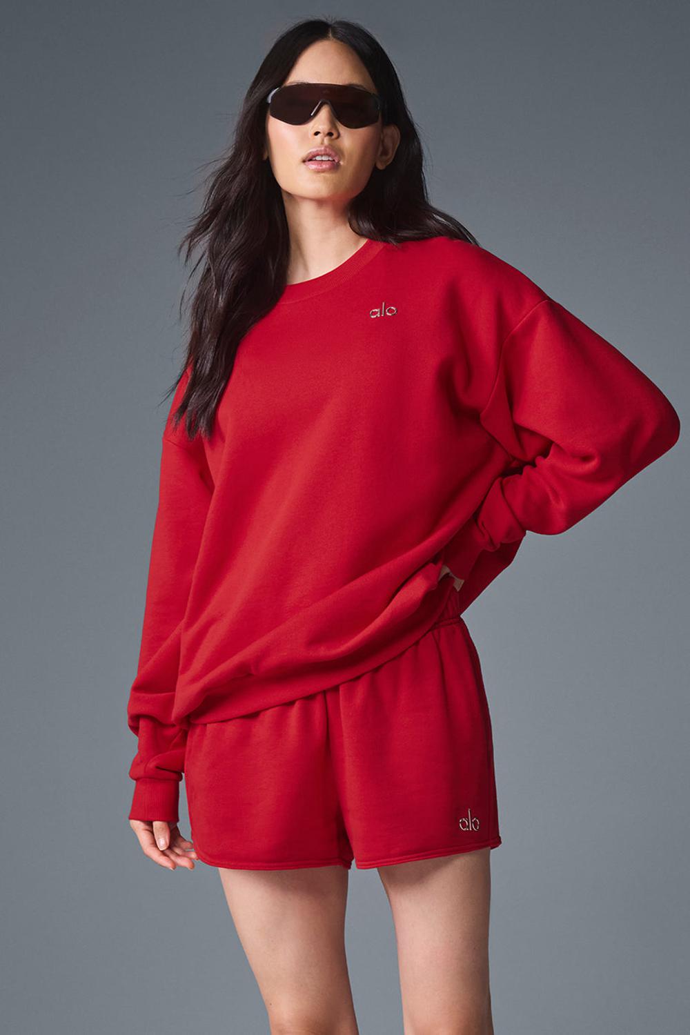 Φουτερ γυναικεια Alo Yoga Accolade Crew Neck κοκκινα | Greece  AJCNK-4128