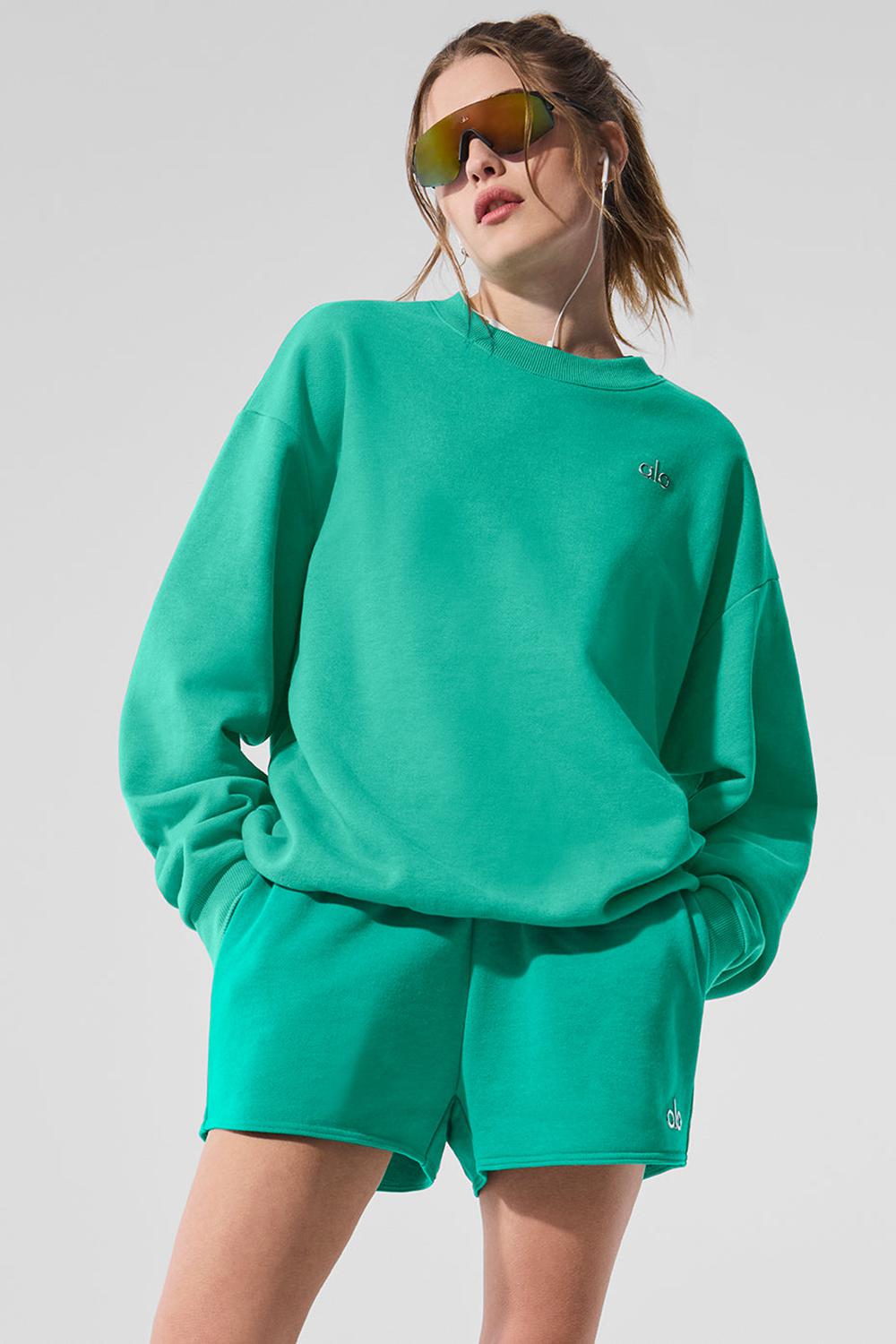 Φουτερ γυναικεια Alo Yoga Accolade Crew Neck πρασινο | Greece  DTCGM-3420
