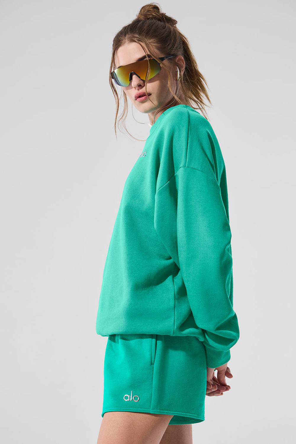 Φουτερ γυναικεια Alo Yoga Accolade Crew Neck πρασινο | Greece  DTCGM-3420
