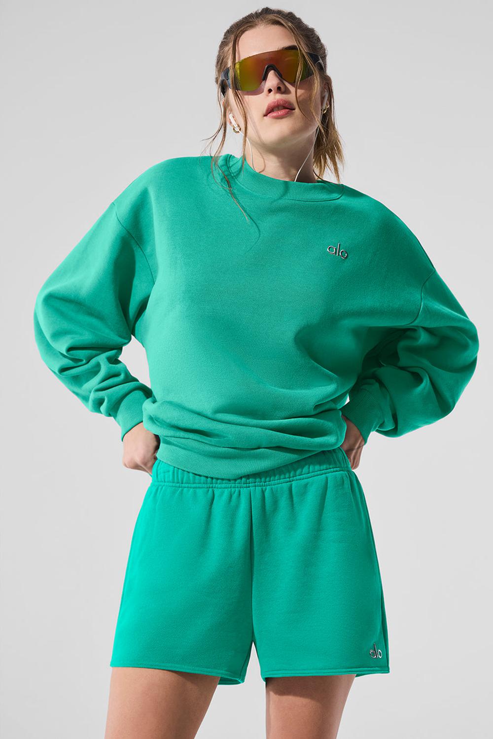Φουτερ γυναικεια Alo Yoga Accolade Crew Neck πρασινο | Greece  DTCGM-3420