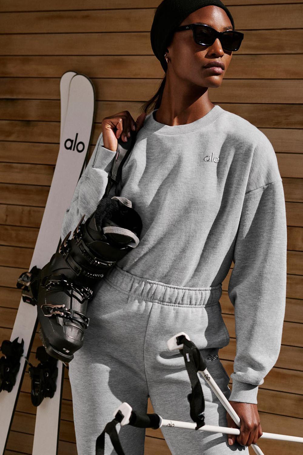 Φουτερ γυναικεια Alo Yoga Accolade Crew Neck γκρι | Greece  JKFRD-9421