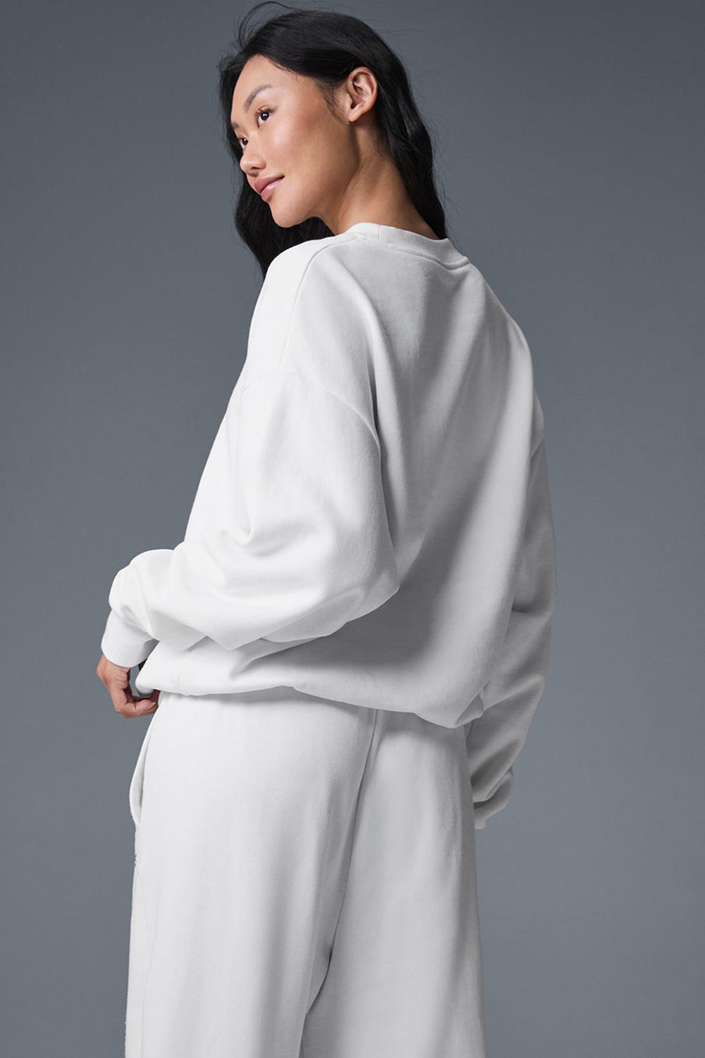 Φουτερ γυναικεια Alo Yoga Accolade Crew Neck ασπρα | Greece  VJBXD-0194