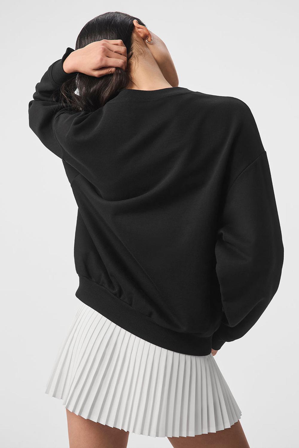 Φουτερ γυναικεια Alo Yoga Accolade Crew Neck μαυρα | Greece  YSQUT-8913