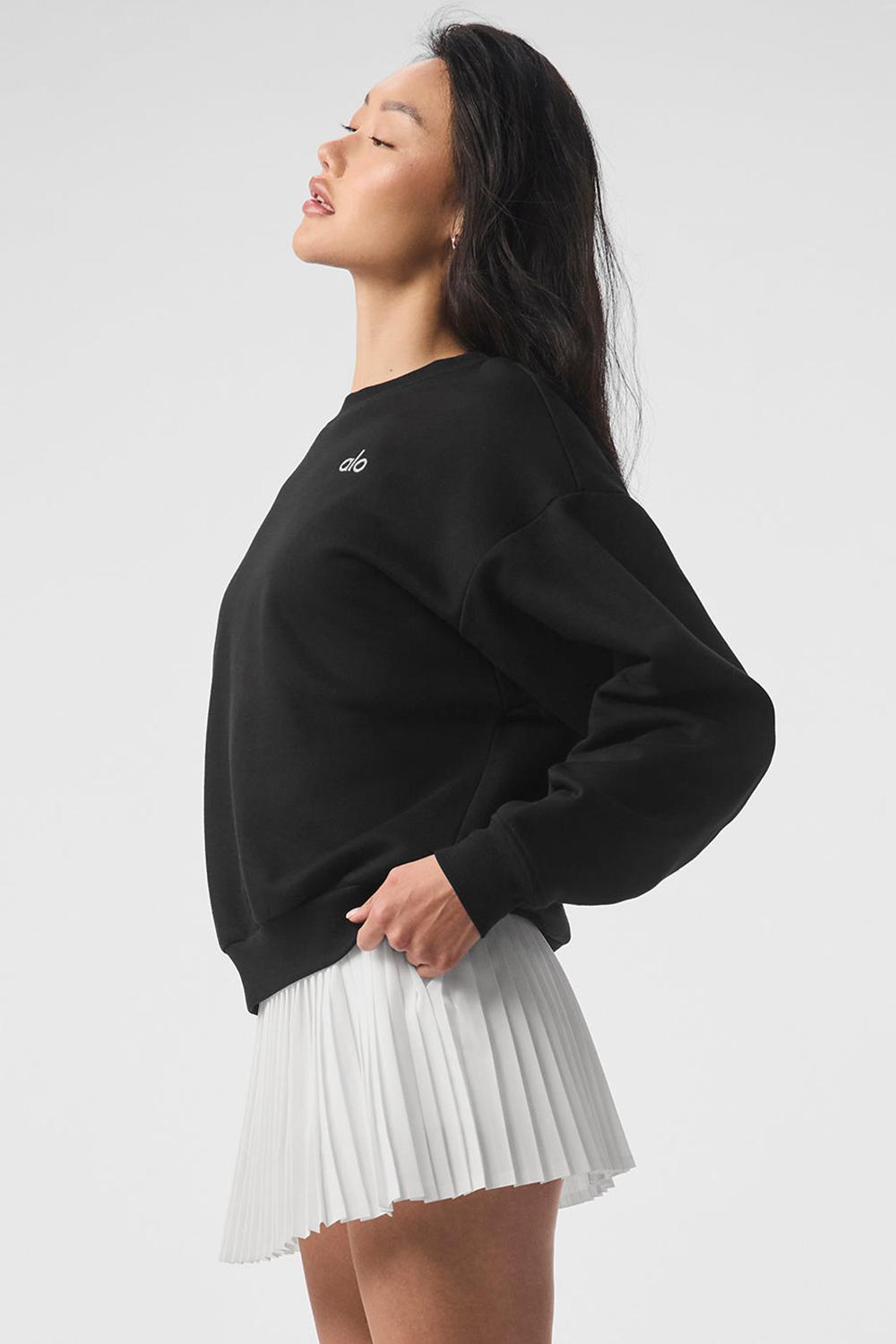 Φουτερ γυναικεια Alo Yoga Accolade Crew Neck μαυρα | Greece  YSQUT-8913