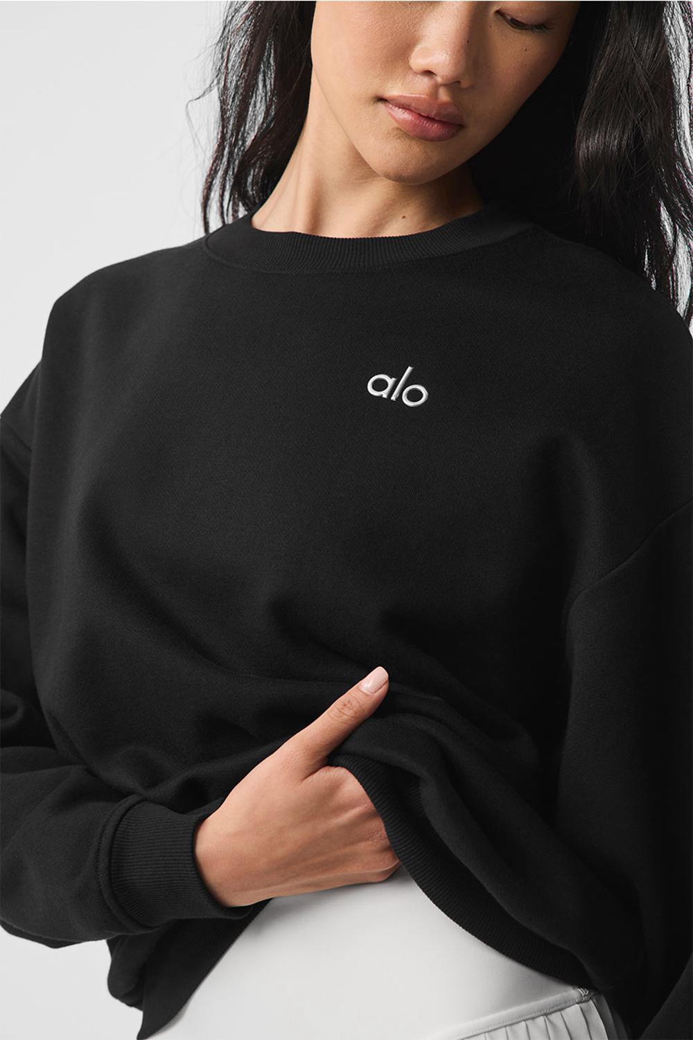 Φουτερ γυναικεια Alo Yoga Accolade Crew Neck μαυρα | Greece  YSQUT-8913