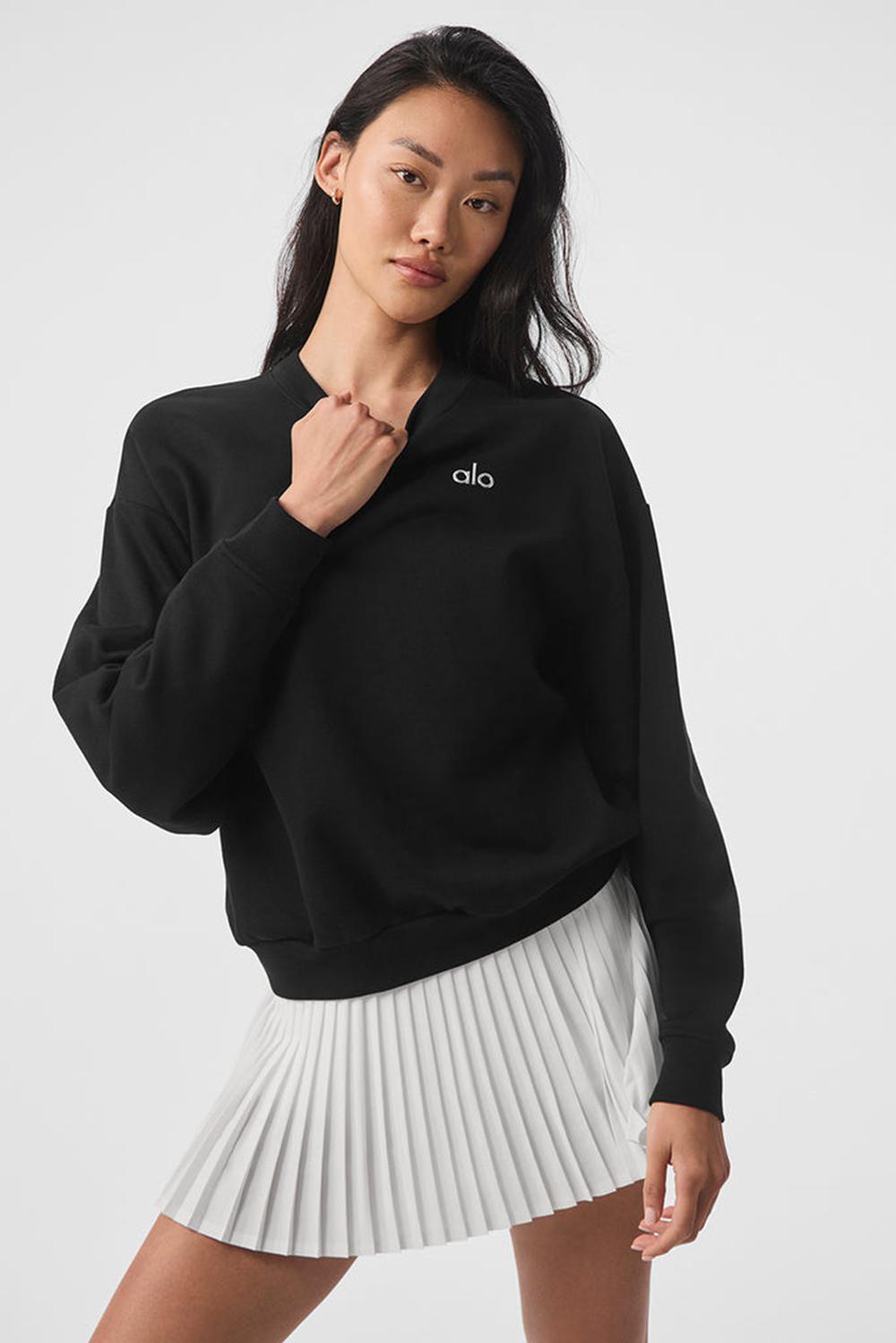 Φουτερ γυναικεια Alo Yoga Accolade Crew Neck μαυρα | Greece  YSQUT-8913