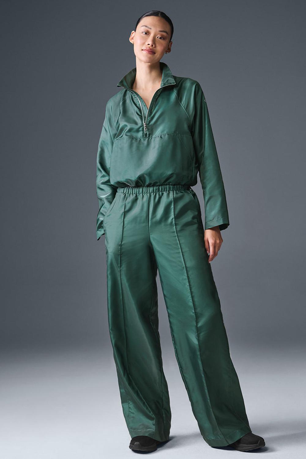 Παντελονι γυναικεια Alo Yoga Afterglow Wide Leg Track Winter Ivy | Greece  TEQJA-6190