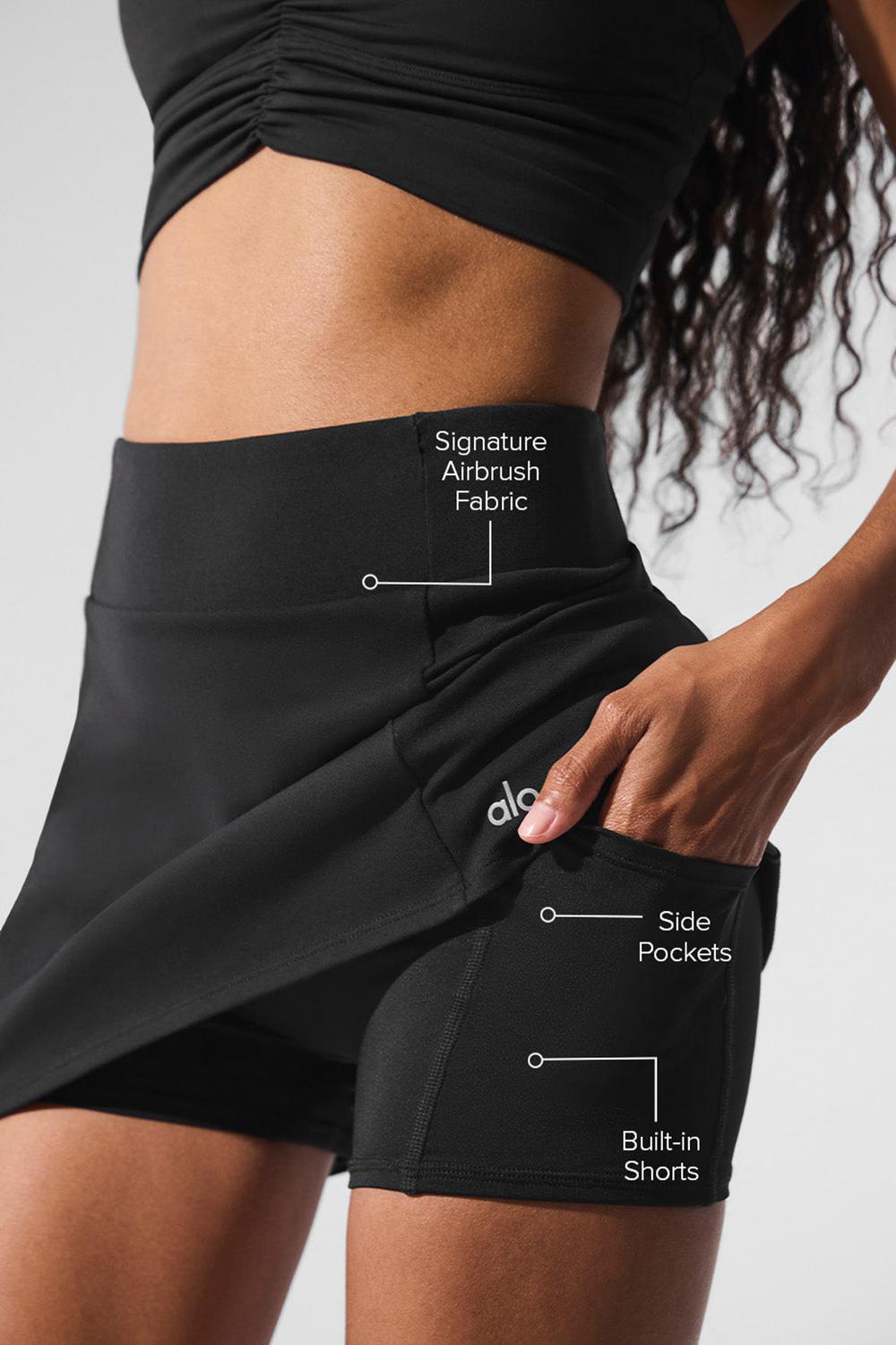φουστεσ γυναικεια Alo Yoga Airbrush High-Waist Good Form Tennis μαυρα | Greece  SYEFD-6031