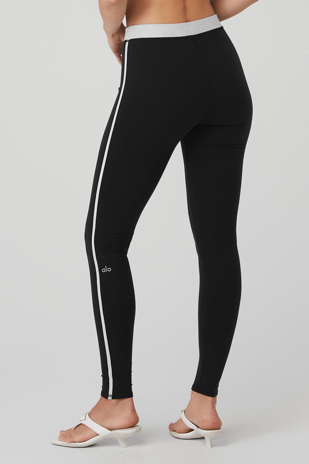 Κολαν γυναικεια Alo Yoga Airbrush High-Waist Streamlined μαυρα ασπρα | Greece  FLKHD-5763