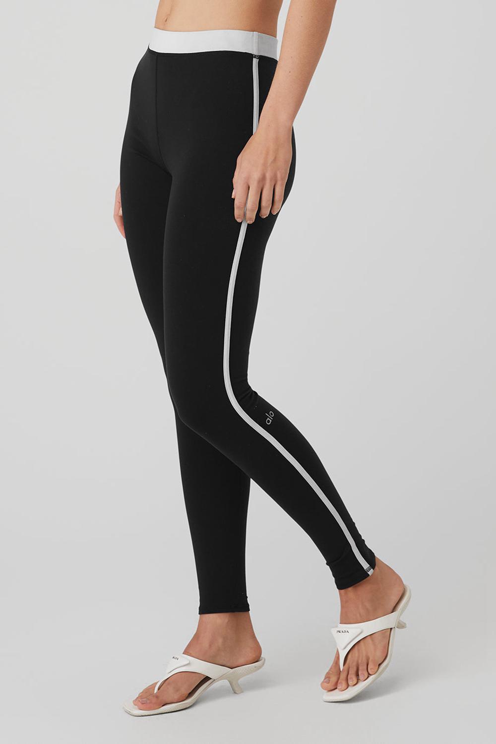 Κολαν γυναικεια Alo Yoga Airbrush High-Waist Streamlined μαυρα ασπρα | Greece  FLKHD-5763