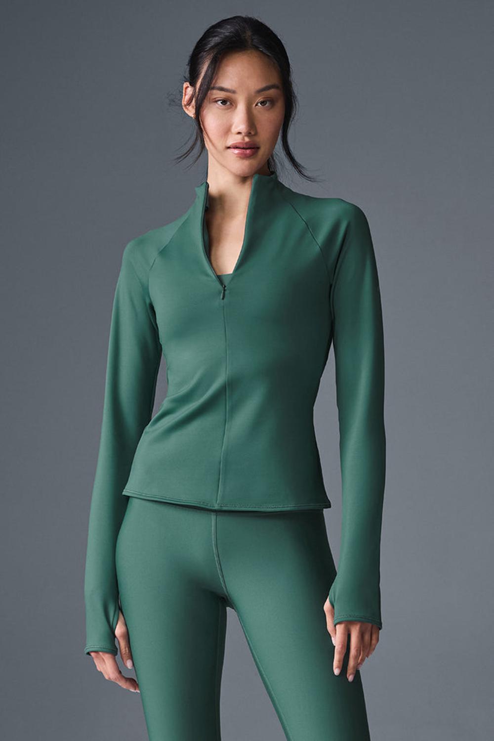 Μακρυμανικο γυναικεια Alo Yoga Airlift Winter Warm 1/4 Zip Winter Ivy | Greece  LDIWU-0812