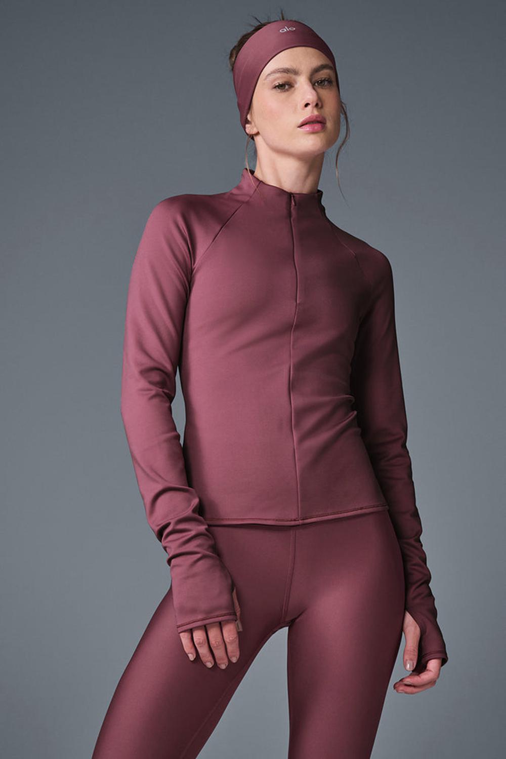 Μακρυμανικο γυναικεια Alo Yoga Airlift Winter Warm 1/4 Zip μπορντο | Greece  EMKUS-6037