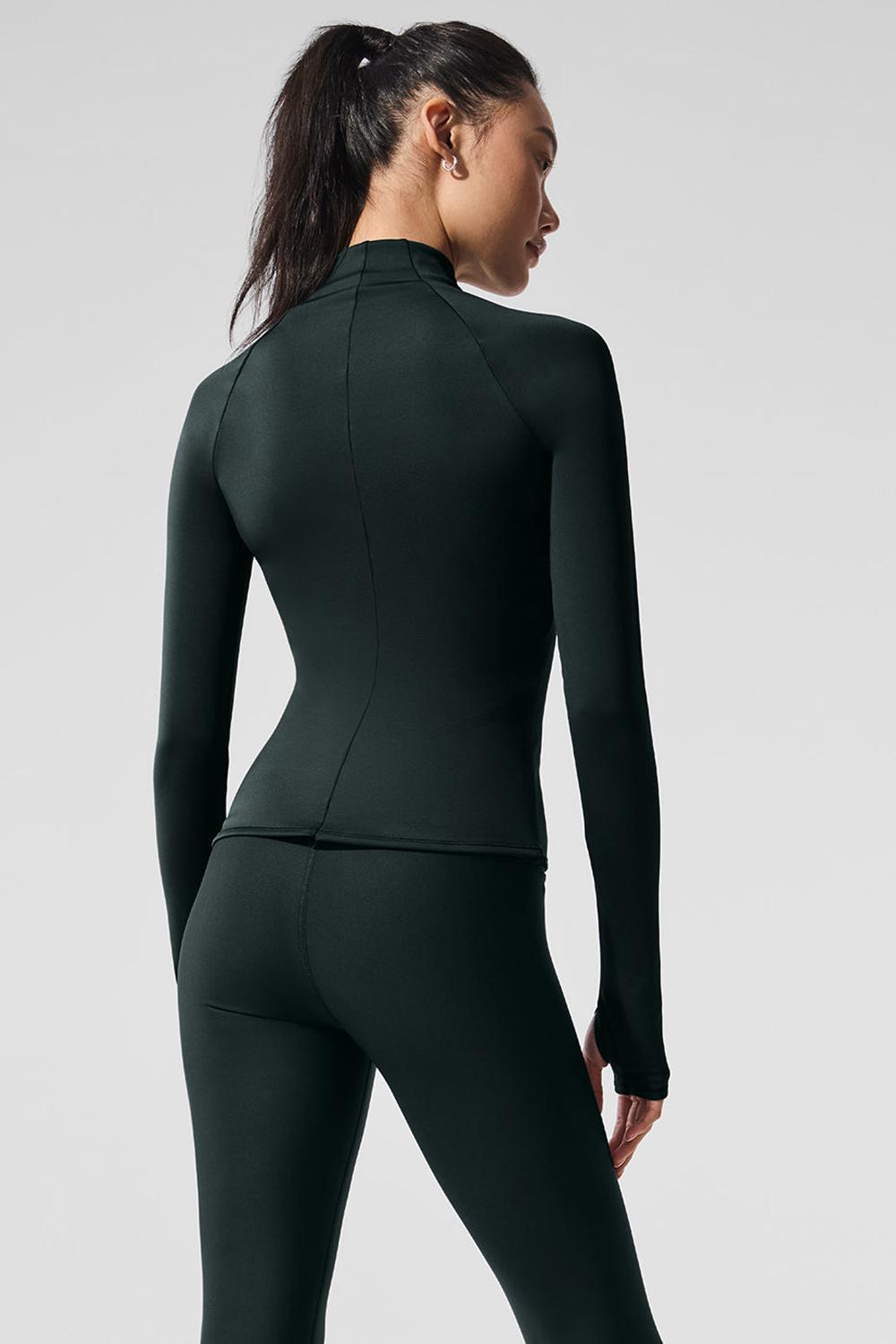 Μακρυμανικο γυναικεια Alo Yoga Airlift Winter Warm 1/4 Zip πρασινο | Greece  ABDXY-8320