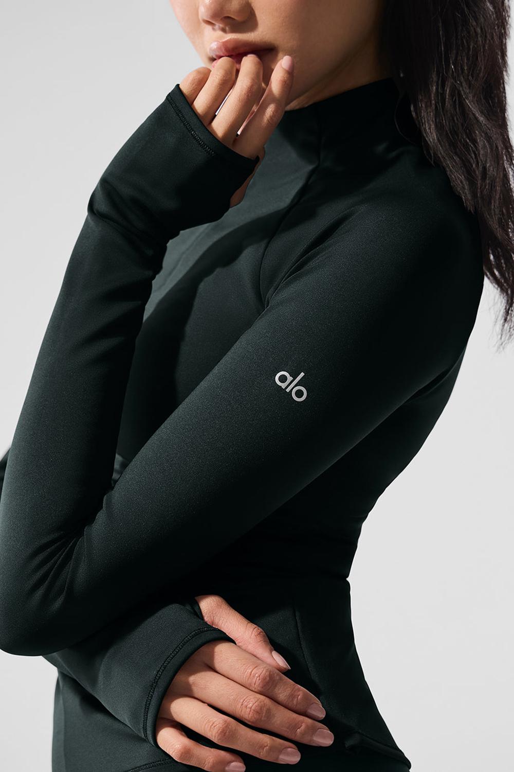 Μακρυμανικο γυναικεια Alo Yoga Airlift Winter Warm 1/4 Zip πρασινο | Greece  ABDXY-8320