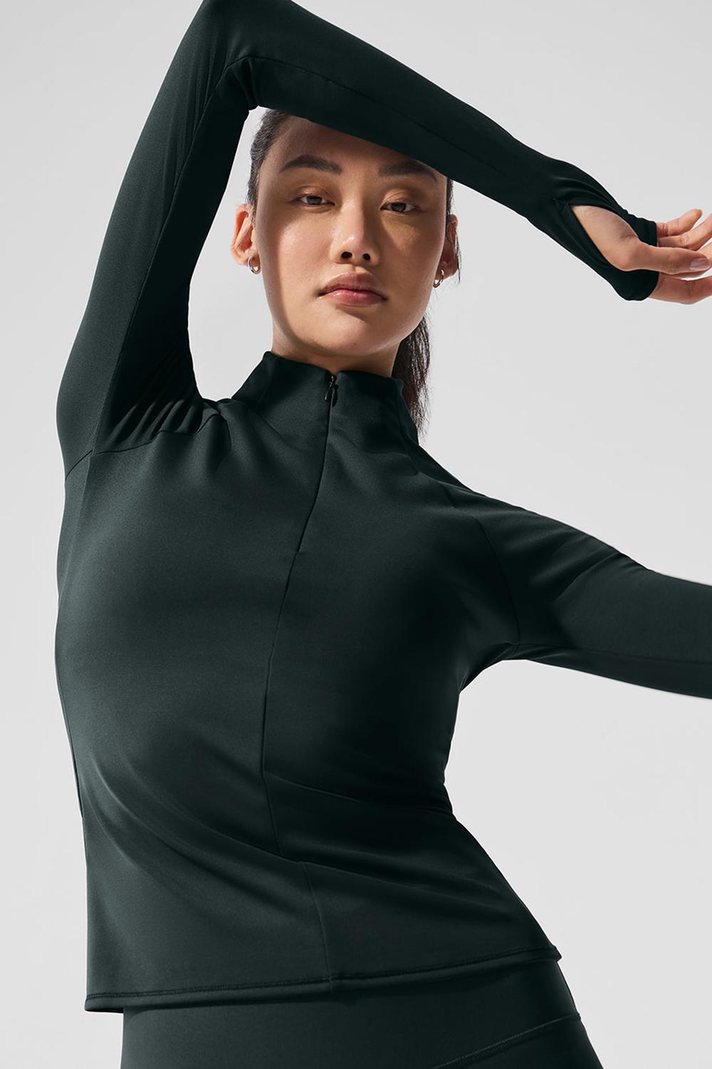 Μακρυμανικο γυναικεια Alo Yoga Airlift Winter Warm 1/4 Zip πρασινο | Greece  ABDXY-8320