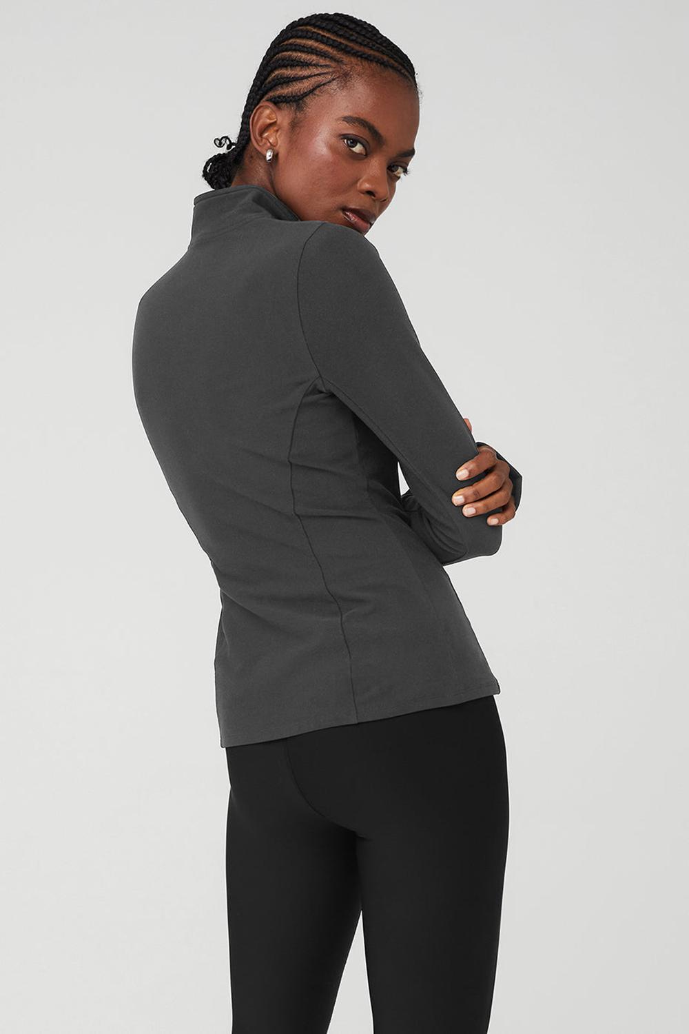 Φουτερ γυναικεια Alo Yoga Alosoft 1/2 Zip Rapid Anthracite | Greece  IDJTN-1837