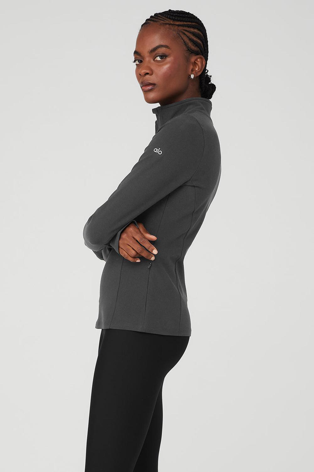 Φουτερ γυναικεια Alo Yoga Alosoft 1/2 Zip Rapid Anthracite | Greece  IDJTN-1837