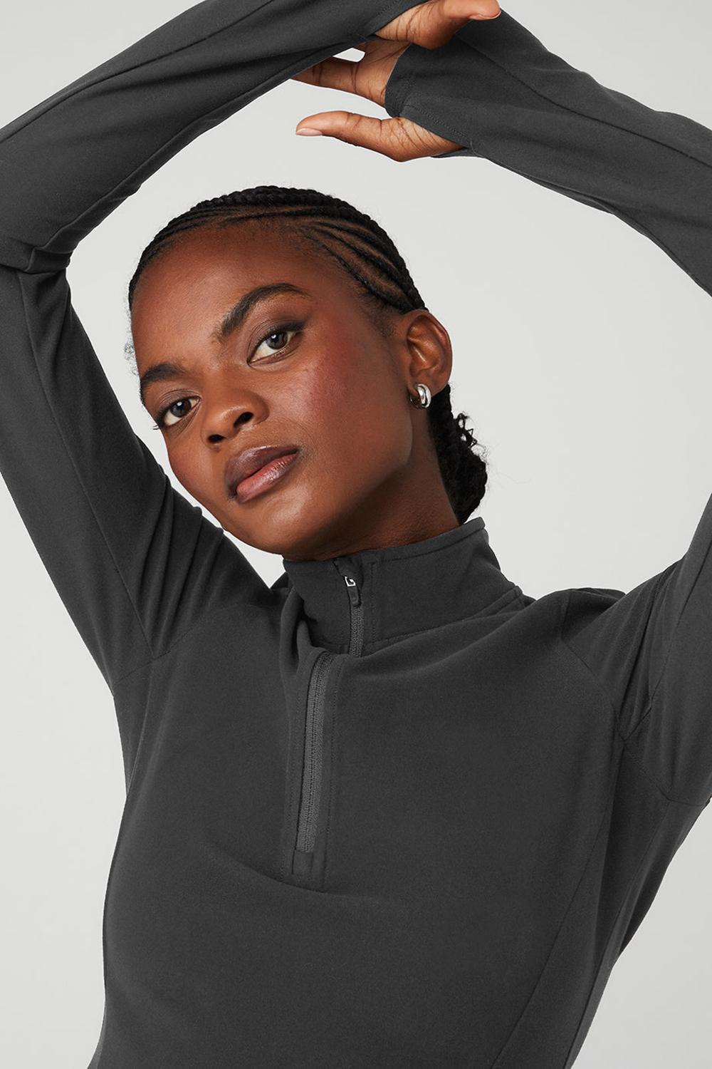Φουτερ γυναικεια Alo Yoga Alosoft 1/2 Zip Rapid Anthracite | Greece  IDJTN-1837