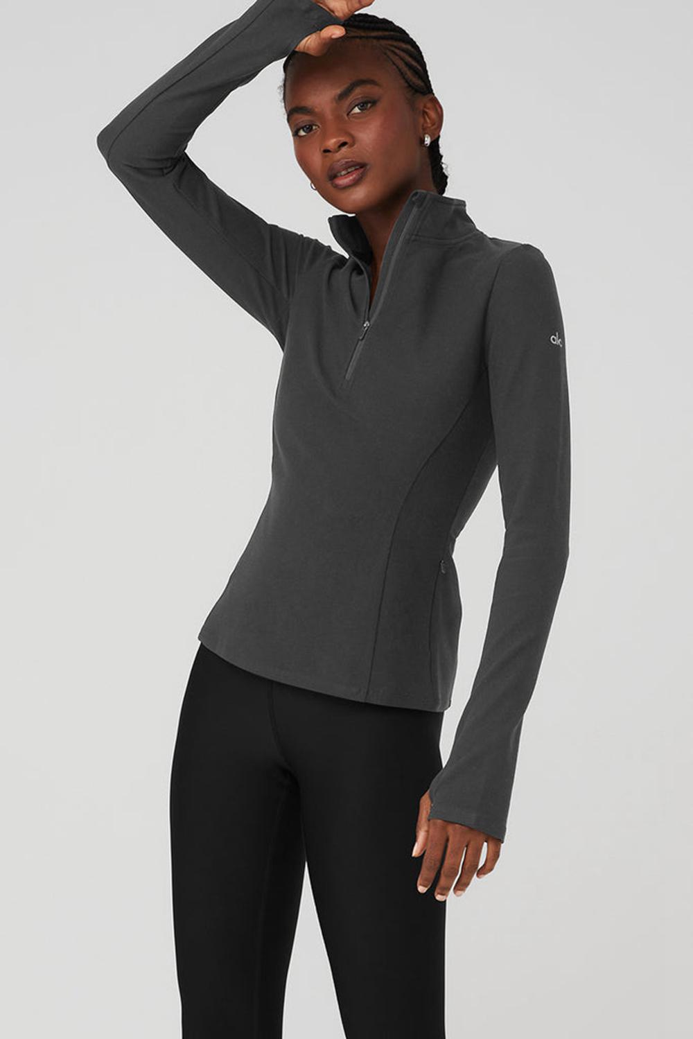 Φουτερ γυναικεια Alo Yoga Alosoft 1/2 Zip Rapid Anthracite | Greece  IDJTN-1837