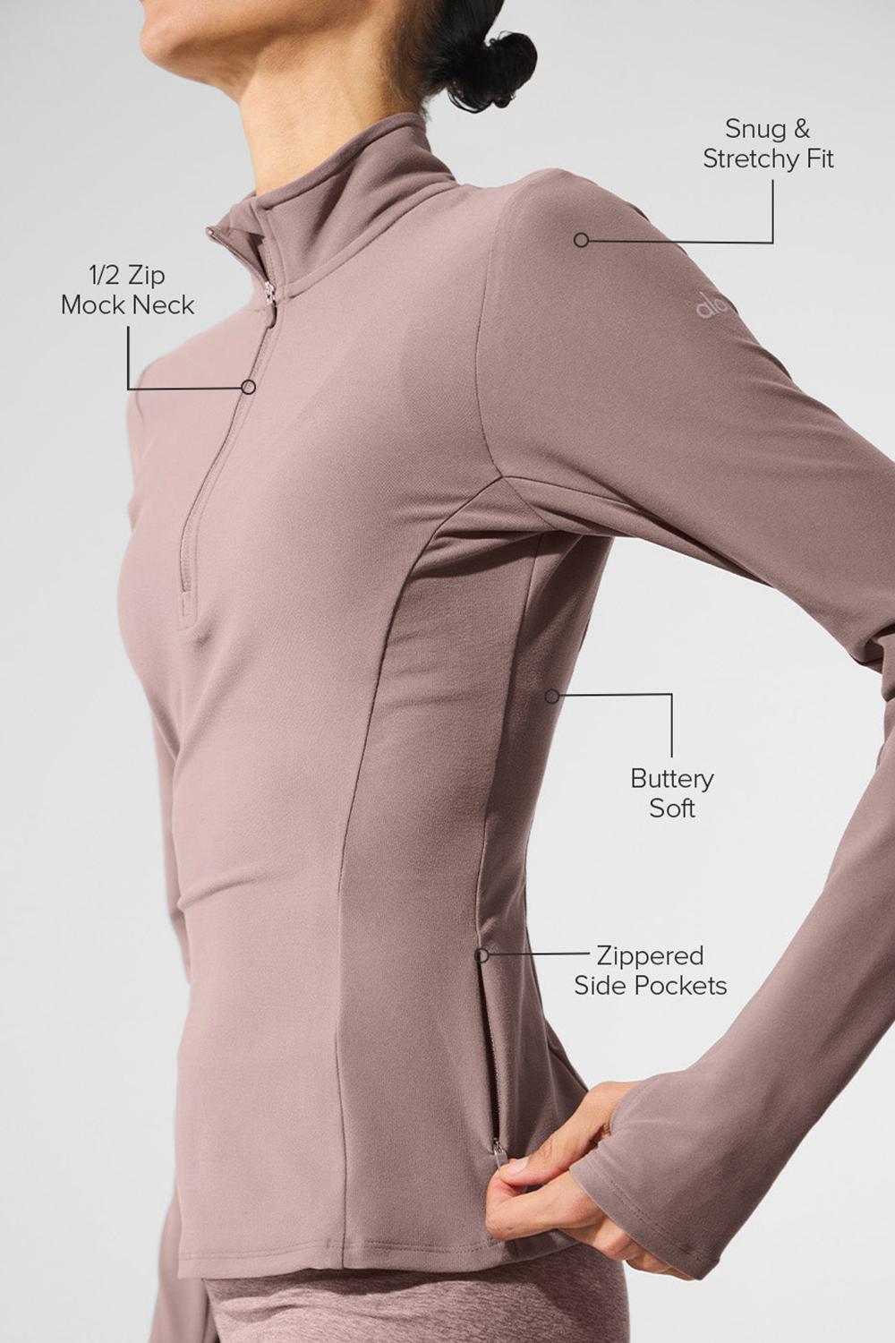 Φουτερ γυναικεια Alo Yoga Alosoft 1/2 Zip Rapid Mushroom | Greece  XVEUS-1469