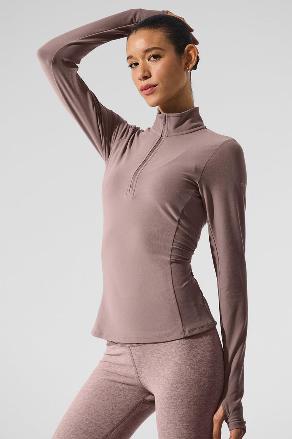Φουτερ γυναικεια Alo Yoga Alosoft 1/2 Zip Rapid Mushroom | Greece  XVEUS-1469