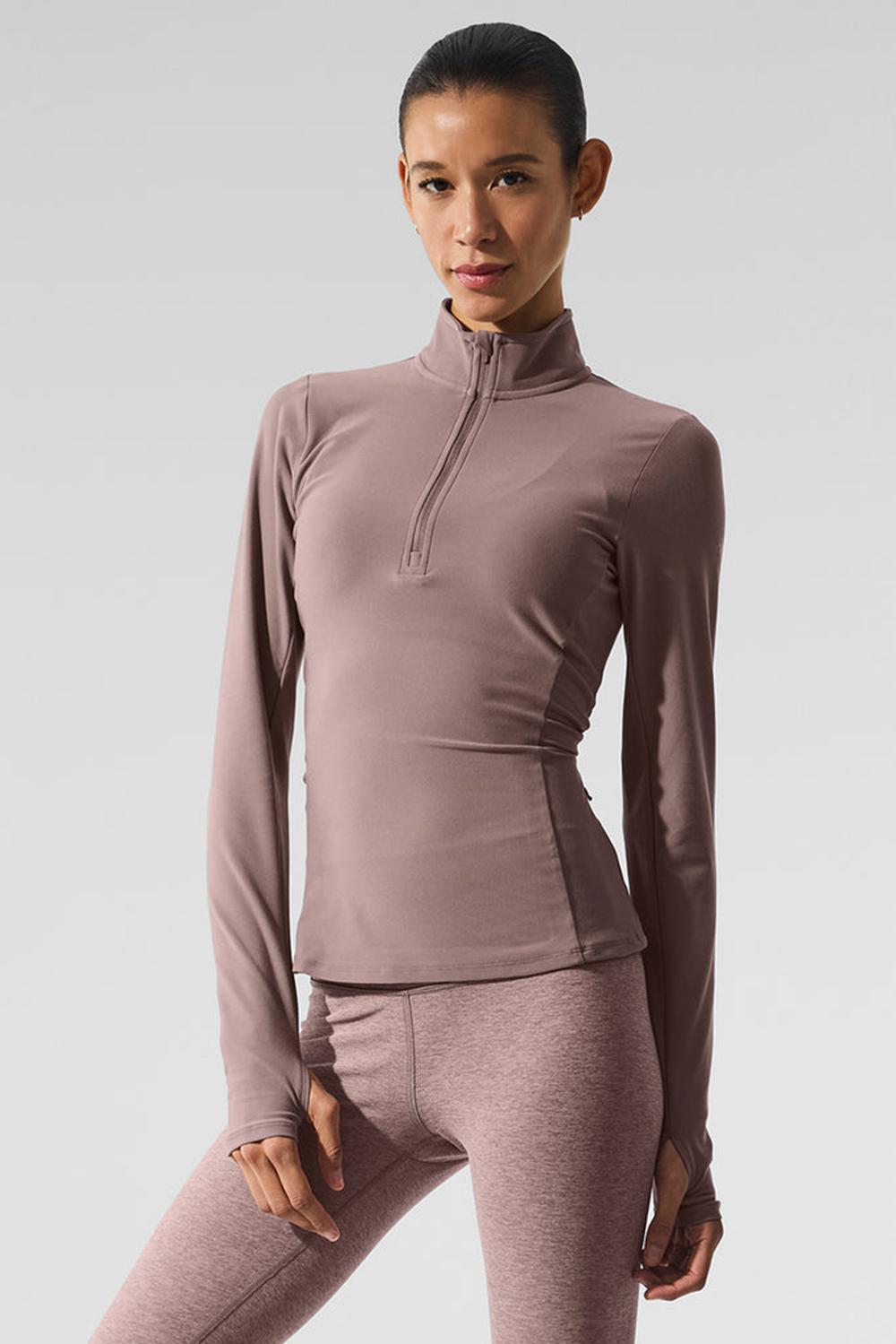 Φουτερ γυναικεια Alo Yoga Alosoft 1/2 Zip Rapid Mushroom | Greece  XVEUS-1469