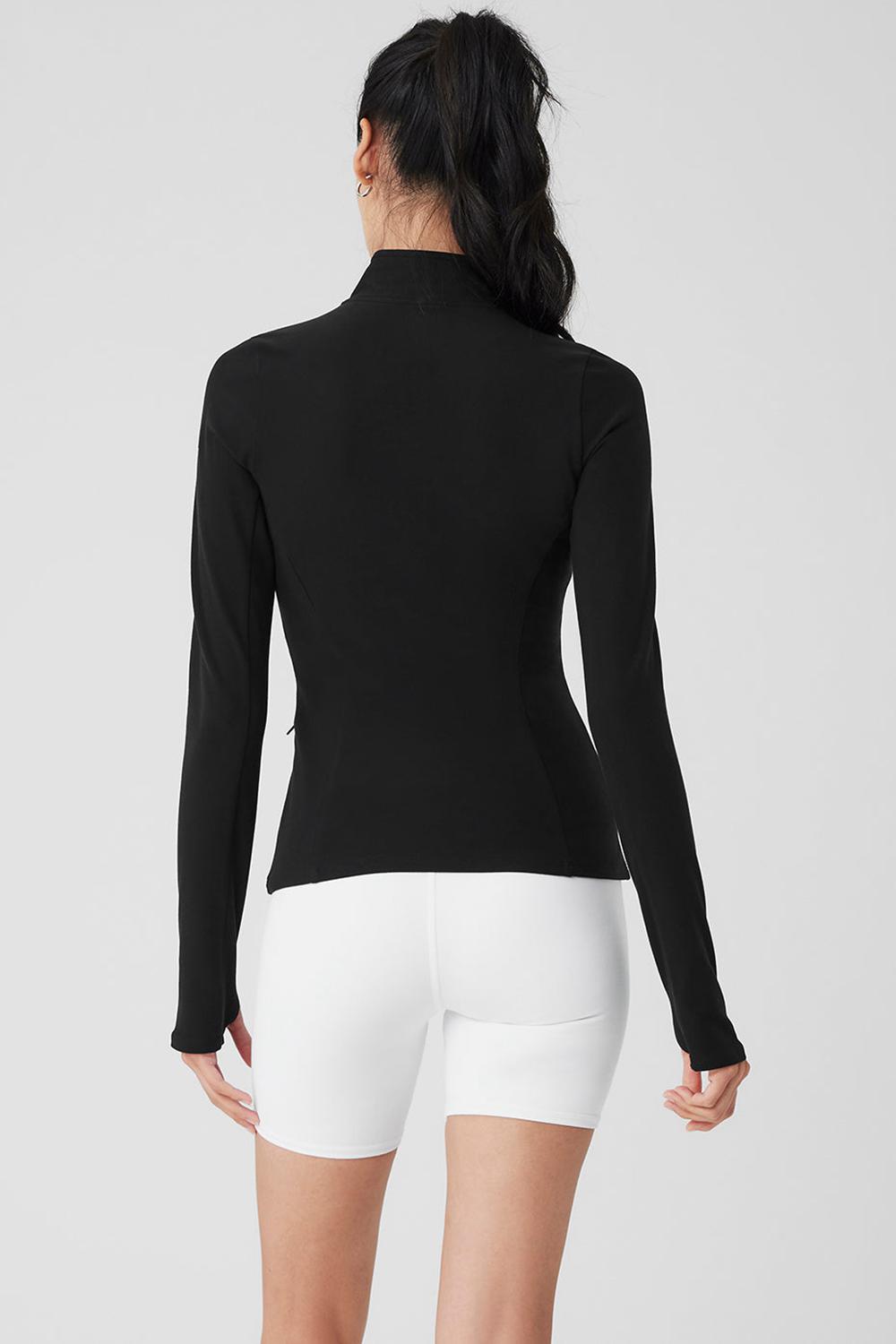 Φουτερ γυναικεια Alo Yoga Alosoft 1/2 Zip Rapid μαυρα | Greece  BJDOL-0172