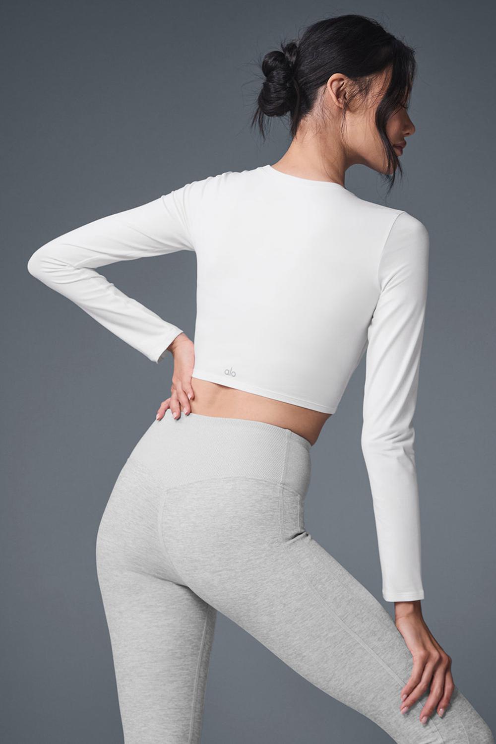 Μακρυμανικο γυναικεια Alo Yoga Alosoft Crop Finesse ασπρα | Greece  RDFAX-5873