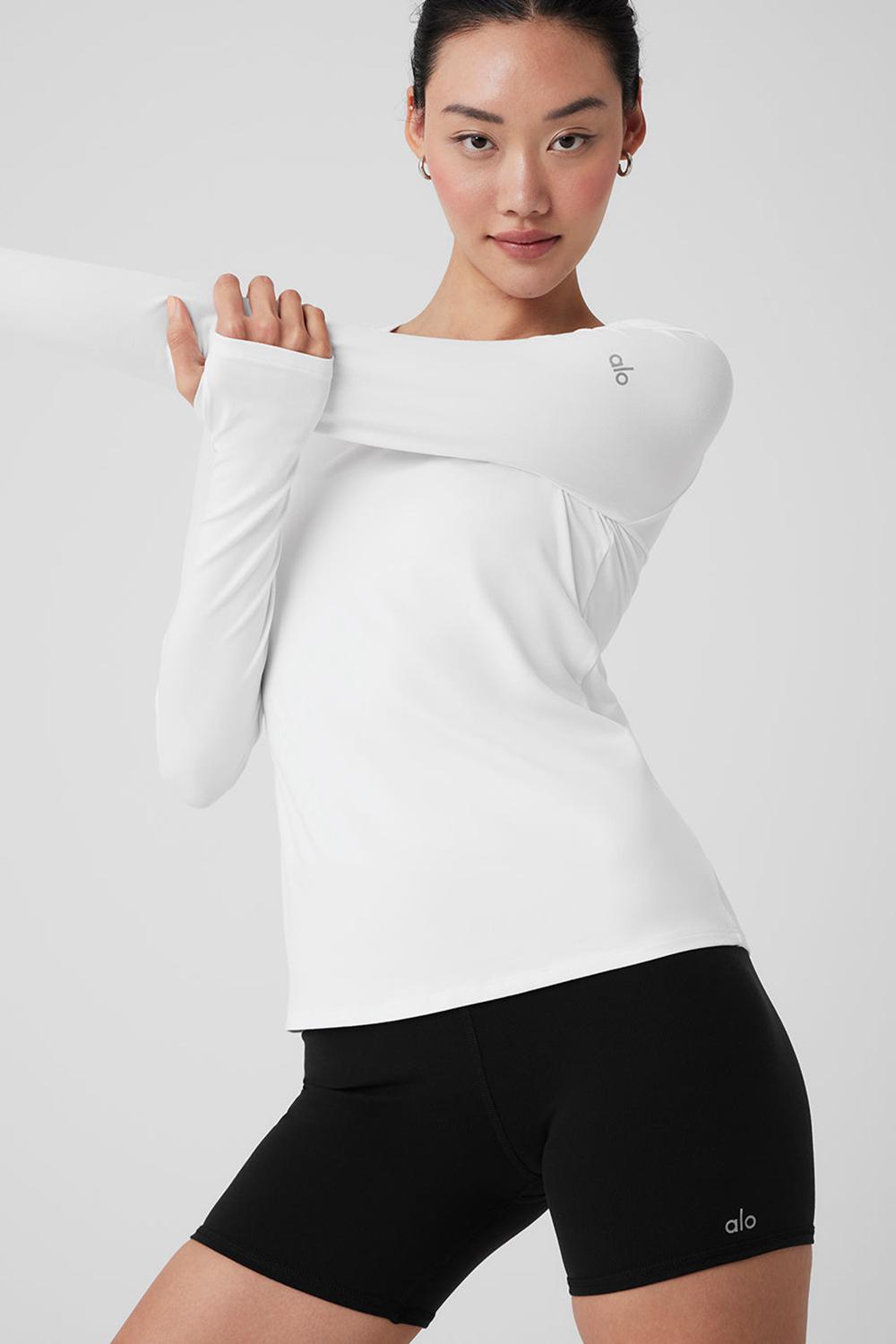 Μακρυμανικο γυναικεια Alo Yoga Alosoft Finesse ασπρα | Greece  HADGI-1075
