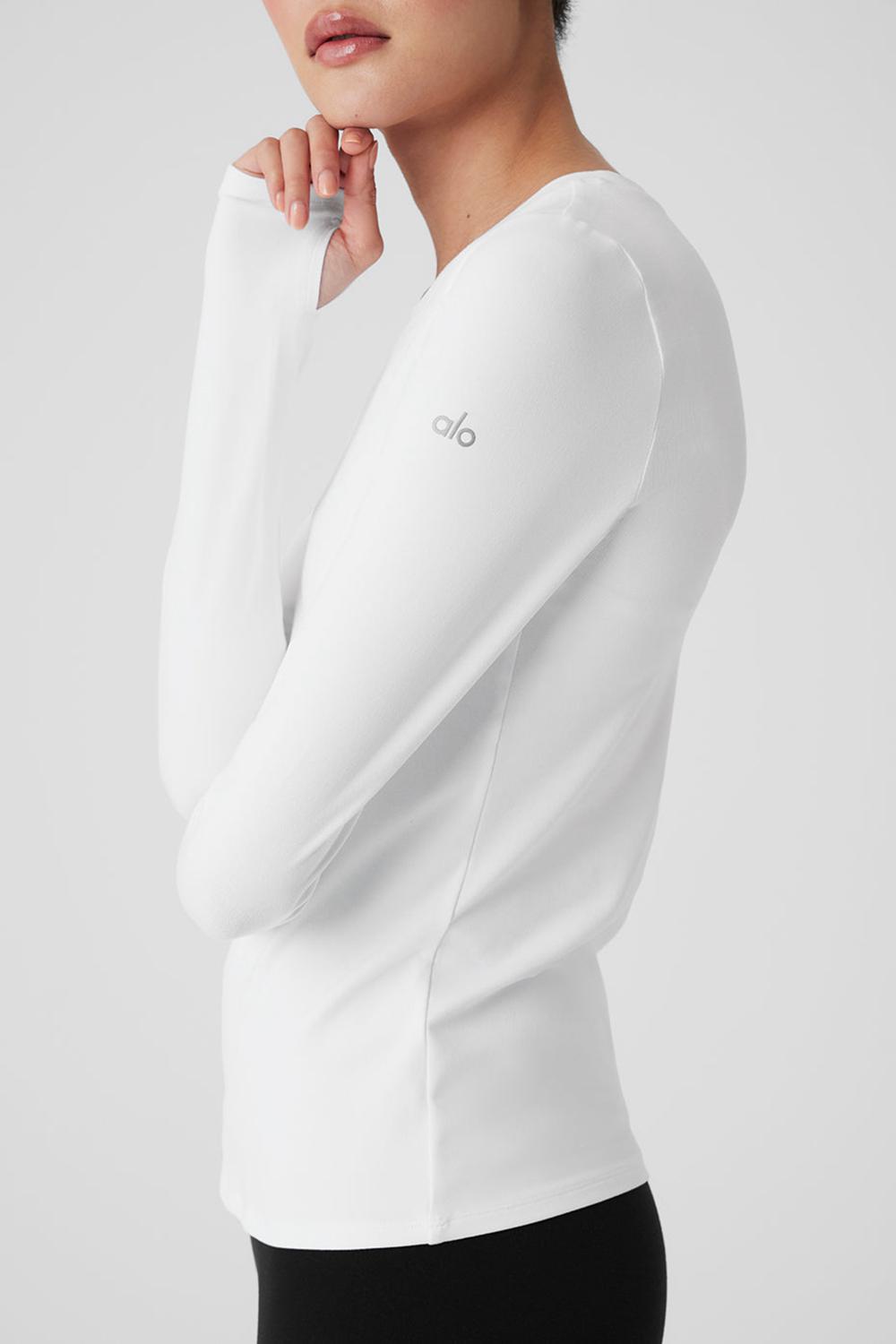 Μακρυμανικο γυναικεια Alo Yoga Alosoft Finesse ασπρα | Greece  HADGI-1075