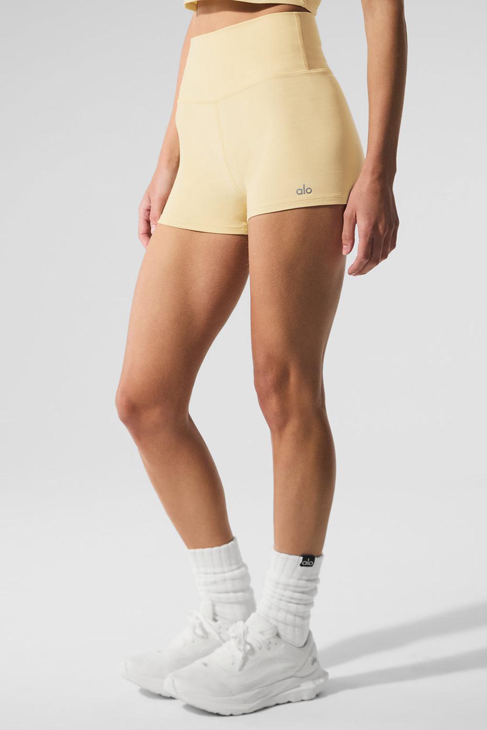 Σορτσ γυναικεια Alo Yoga Alosoft High-Waist Carefree Warm Butter Heather | Greece  FDJEI-7839