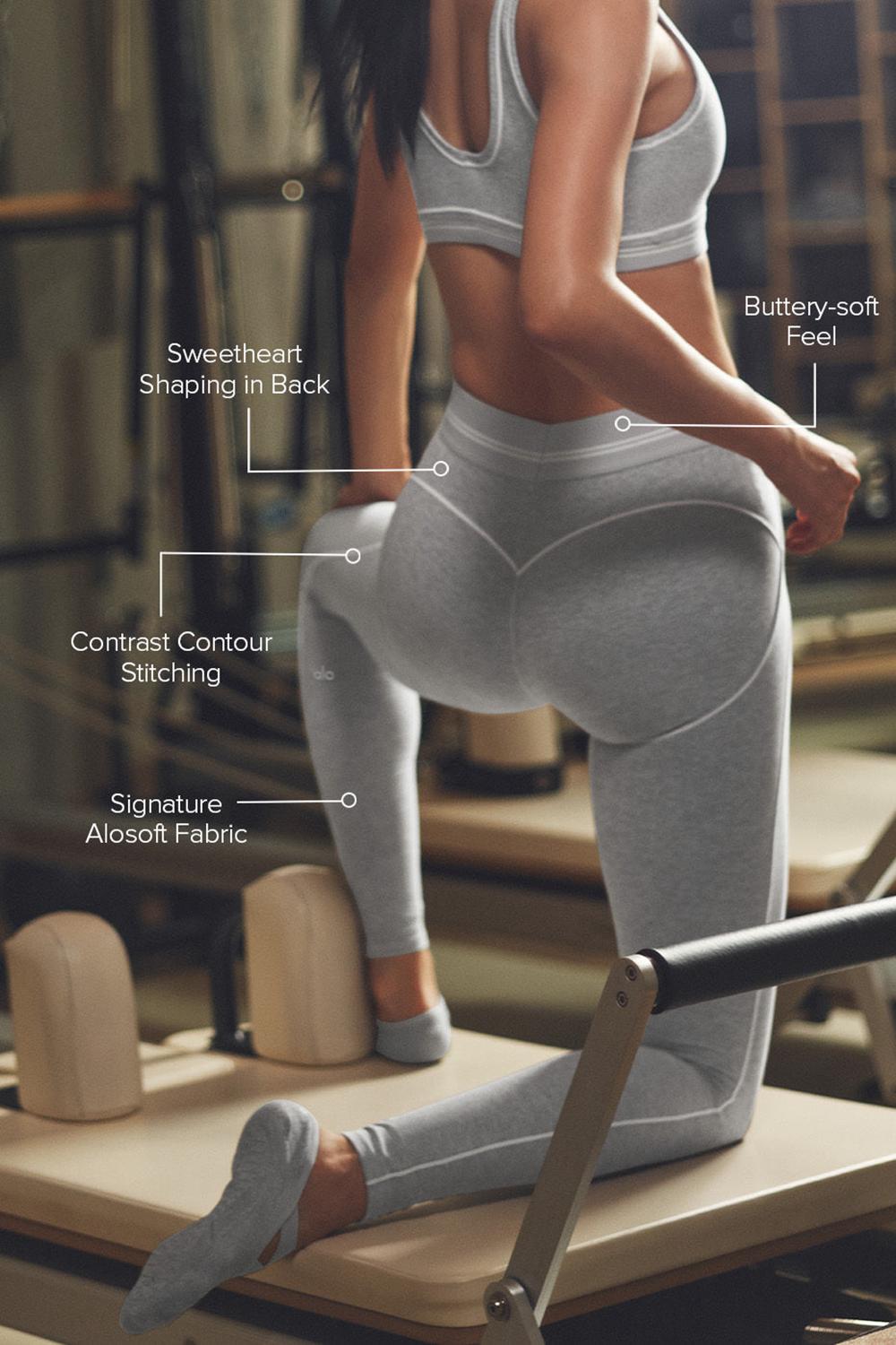 Κολαν γυναικεια Alo Yoga Alosoft High-Waist Heart Throb γκρι ασπρα | Greece  SPQWL-2503