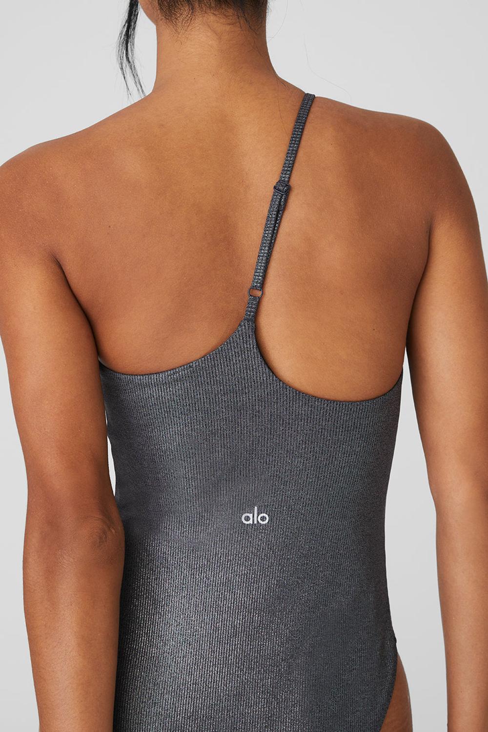 Κορμακια γυναικεια Alo Yoga Alosoft Ribbed Shimmer Plie σκούρο γκρι | Greece  NODVX-1726