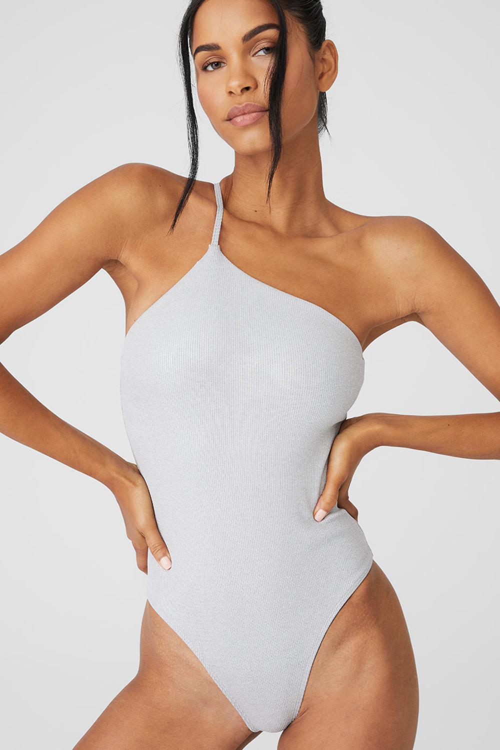 Κορμακια γυναικεια Alo Yoga Alosoft Ribbed Shimmer Plie ανοιχτο γκρι | Greece  RIJSE-6270