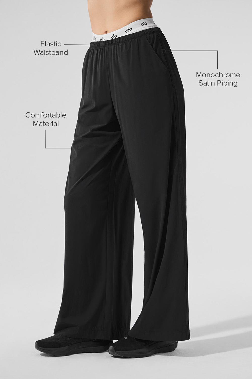 Παντελονι γυναικεια Alo Yoga Breezy Wide Leg μαυρα | Greece  FQPVS-0764