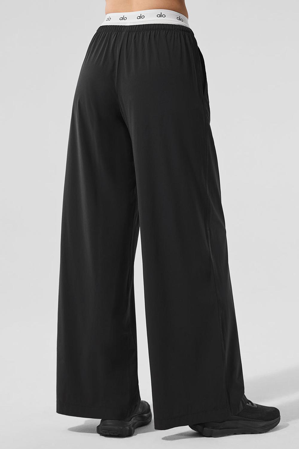 Παντελονι γυναικεια Alo Yoga Breezy Wide Leg μαυρα | Greece  FQPVS-0764