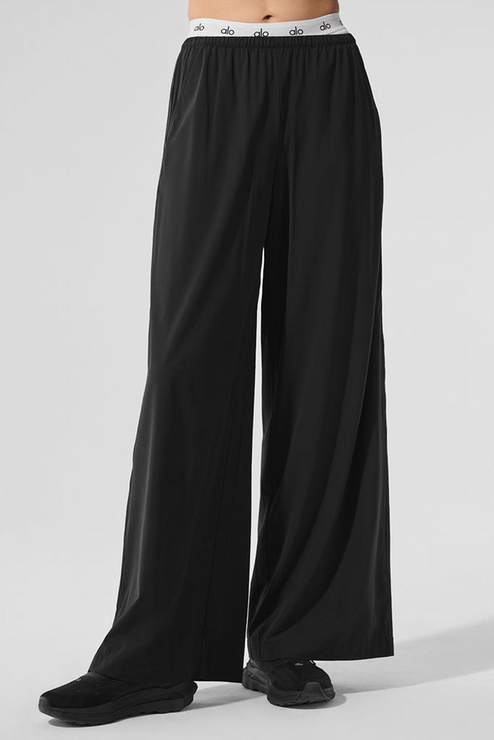 Παντελονι γυναικεια Alo Yoga Breezy Wide Leg μαυρα | Greece  FQPVS-0764