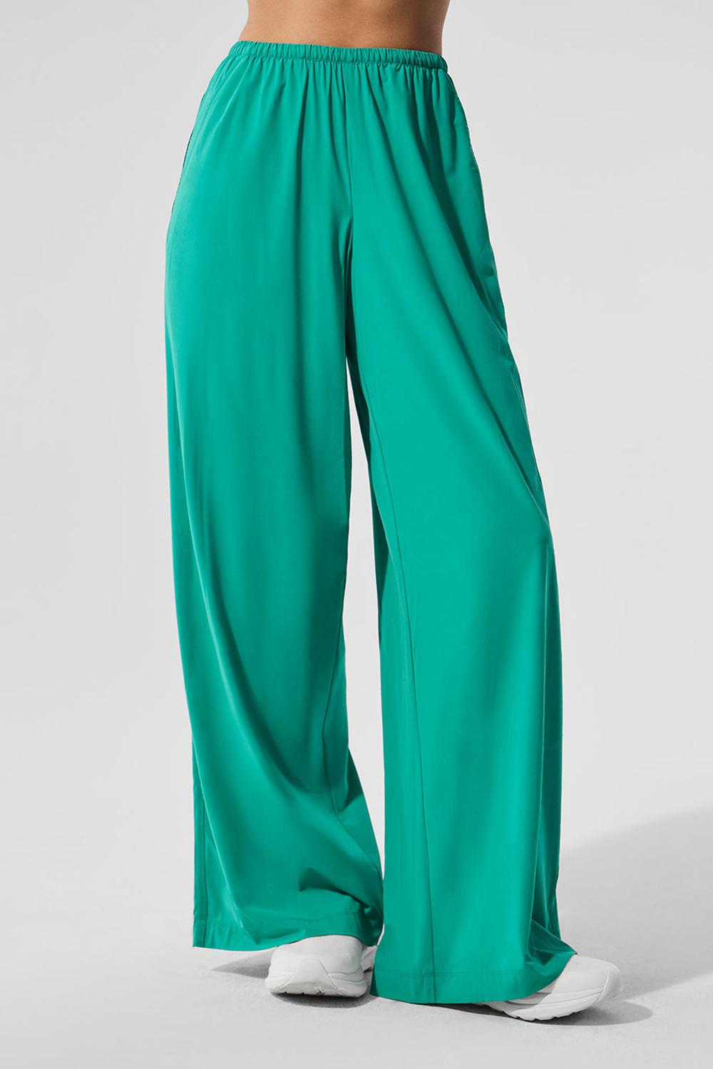 Παντελονι γυναικεια Alo Yoga Breezy Wide Leg πρασινο | Greece  YOGNC-5498